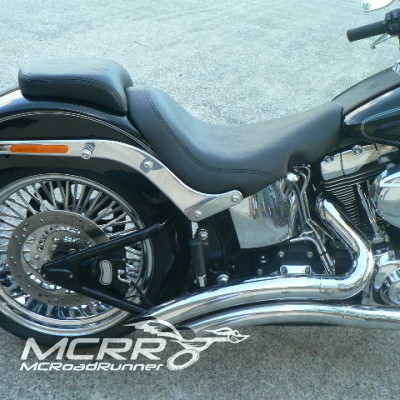 black leather harley seat pillion